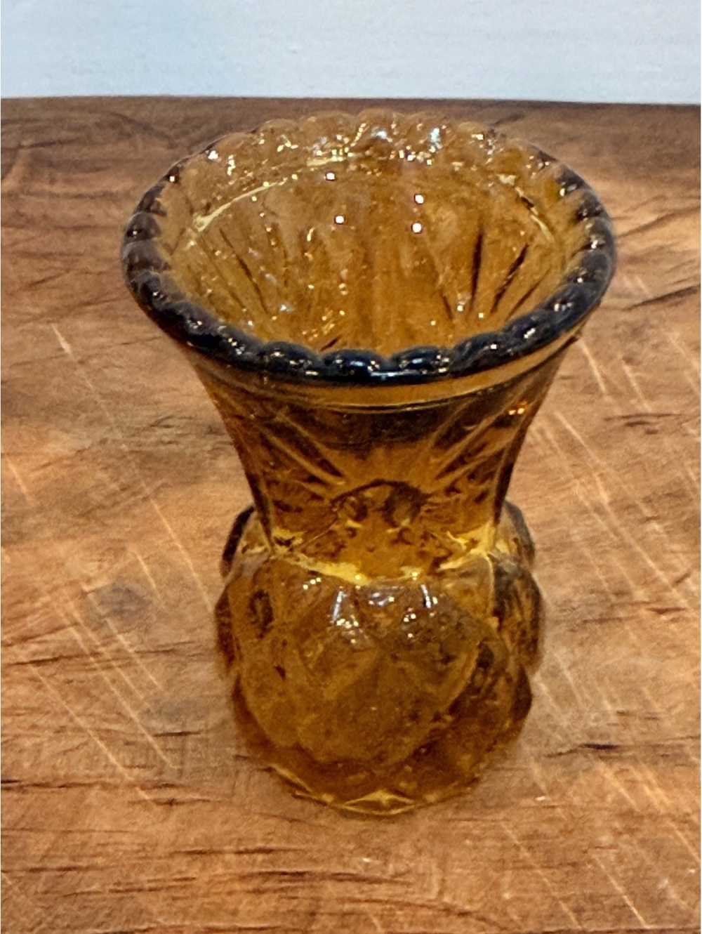 Vintage Amber Pressed Glass Toothpick Holder
